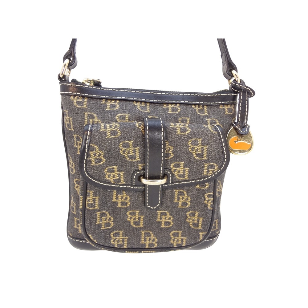 Dooney & Bourke Signature Letter Carrier Crossbody Small Grey Coated Canvas COA - Picture 3 of 7